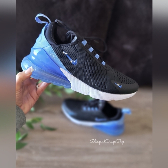 Nike Shoes - Bling Nike Air Max 270 Womens Sneakers Shoes Customized with Blue Crystals